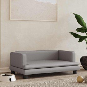 Cama para perros de cuero sintético gris 80x45x30 cm