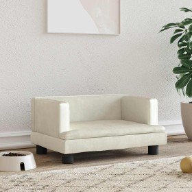 Cama para perros de terciopelo crema 60x40x30 cm
