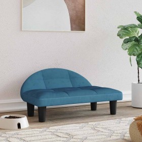 Cama para perros de terciopelo azul 70x52x30 cm