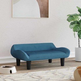 Cama para perros de terciopelo azul 70x40x24 cm