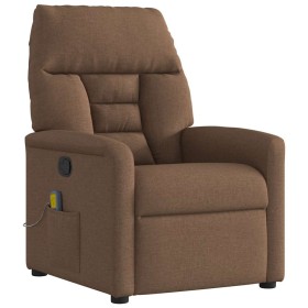 Sillón reclinable con masaje de tela marrón