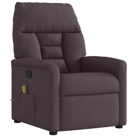 Sillón de masaje reclinable de tela marrón oscuro