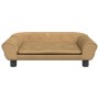 Cama para perros de terciopelo marrón 70x48x22 cm