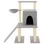 Rascador para gatos con postes de sisal gris claro 96,5 cm