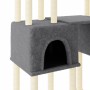 Rascador para gatos con postes de sisal gris oscuro 199 cm