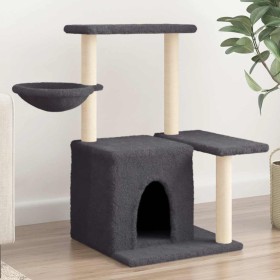 Rascador para gatos con postes de sisal gris oscuro 83 cm