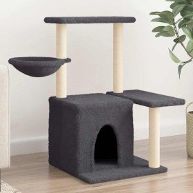 Rascador para gatos con postes de sisal gris oscuro 83 cm