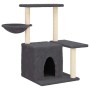 Rascador para gatos con postes de sisal gris oscuro 83 cm