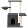 Rascador para gatos con postes de sisal gris oscuro 83 cm