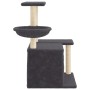 Rascador para gatos con postes de sisal gris oscuro 83 cm