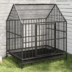 Jaula para perros con ruedas acero galvanizado negro Jaula para perros con ruedas acero galvanizado negro