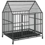 Jaula para perros con ruedas acero galvanizado negro