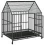 Jaula para perros con ruedas acero galvanizado negro
