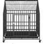 Jaula para perros con ruedas acero galvanizado negro