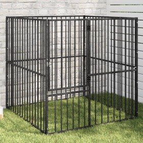 Corralito para perros con 4 paneles acero galvanizado negro Corralito para perros con 4 paneles acero galvanizado negro