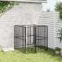 Corralito para perros con 4 paneles acero galvanizado negro