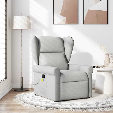 Sillón de masaje reclinable de tela gris nube