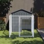 Caseta perros con corral acero galvanizado gris 117x201x123 cm en Casetas para perros | Comprar online en Foro24