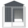 Caseta perros con corral acero galvanizado gris 117x201x123 cm