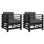 Garden armchairs with cushions 2 pcs solid black pine wood by vidaXL, Modular outdoor sofas - Ref: Foro24-825678, Price: 192,...