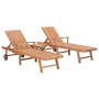 Tumbonas 2 uds con mesa madera maciza de teca