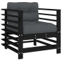 Garden armchairs with cushions 2 pcs solid black pine wood by vidaXL, Modular outdoor sofas - Ref: Foro24-825678, Price: 192,...