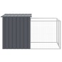 Caseta perros con corral acero galvanizado gris 110x201x110 cm