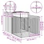 Caseta perros con corral acero galvanizado gris 110x201x110 cm