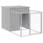 Caseta para perro con corral gris claro 110x201x110 cm acero