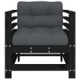 Garden armchairs with cushions 2 pcs solid black pine wood by vidaXL, Modular outdoor sofas - Ref: Foro24-825678, Price: 192,...