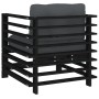 Garden armchairs with cushions 2 pcs solid black pine wood by vidaXL, Modular outdoor sofas - Ref: Foro24-825678, Price: 192,...