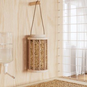 Comedero de heno para conejos madera maciza abeto Ø15x25,5 cm