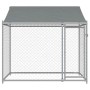 Jaula de perros techo y puerta acero galvanizado gris 2x2x2 m en Casetas y cercados para perros | Comprar online en Foro24