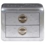 Mesa auxiliar estilo aviador con 2 cajones vintage
