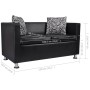 Sofá de 2 plazas de piel sintética color negro