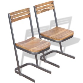 Sillas de comedor 2 uds madera maciza de teca Sillas de comedor 2 uds madera maciza de teca