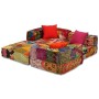 Puf modular de 3 plazas de tela patchwork