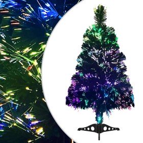 Árbol de Navidad artificial fibra óptica verde 64 cm