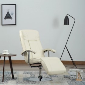 Sillón de TV de cuero sintético color crema Sillón de TV de cuero sintético color crema