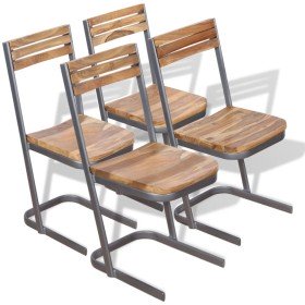Sillas de comedor 4 unidades madera maciza de teca Sillas de comedor 4 unidades madera maciza de teca