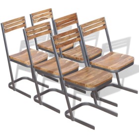 Sillas de comedor 6 unidades madera maciza de teca