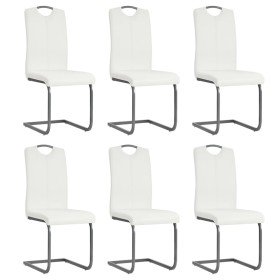Sillas de comedor voladizas 6 unidades de tela blanca Sillas de comedor voladizas 6 unidades de tela blanca