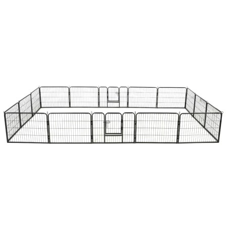 Corral para perros 16 paneles de acero 60x80 cm negro en Casetas y cercados para perros | Comprar online en Foro24