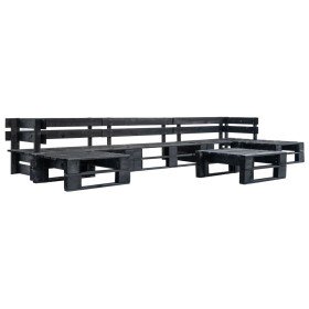 Set de muebles de palés para jardín 6 piezas madera negro