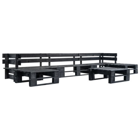 Set de muebles de palés para jardín 6 piezas madera negro