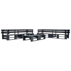 Set de muebles de jardín de palets 6 piezas madera negro