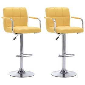 Taburetes de cocina 2 unidades tela amarillo
