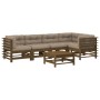 Garden furniture set 6 pieces and honey brown solid wood cushions by vidaXL, Garden sets - Ref: Foro24-3186007, Price: 660,51...