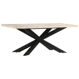 Mesa de comedor madera maciza de mango blanqueada 180x90x76 cm
