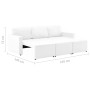 Sofá cama modular de 3 plazas de cuero sintético blanco